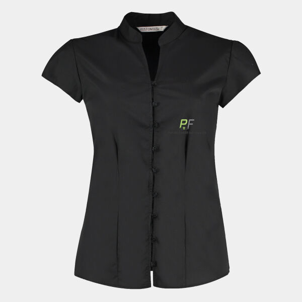 KK727 Women's Continental Blouse Collar Cap Sleeve Thumbnail